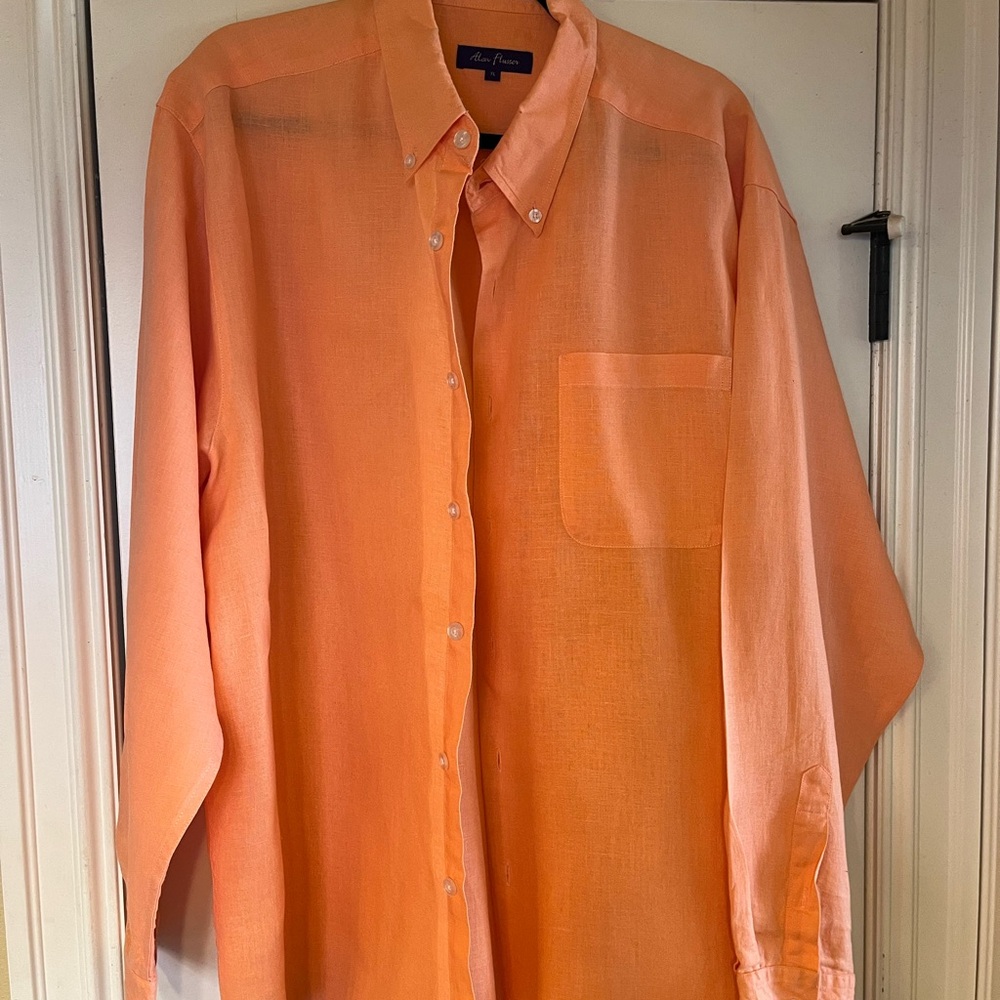 Alan Flusser Orange Casual Button Down Shirt